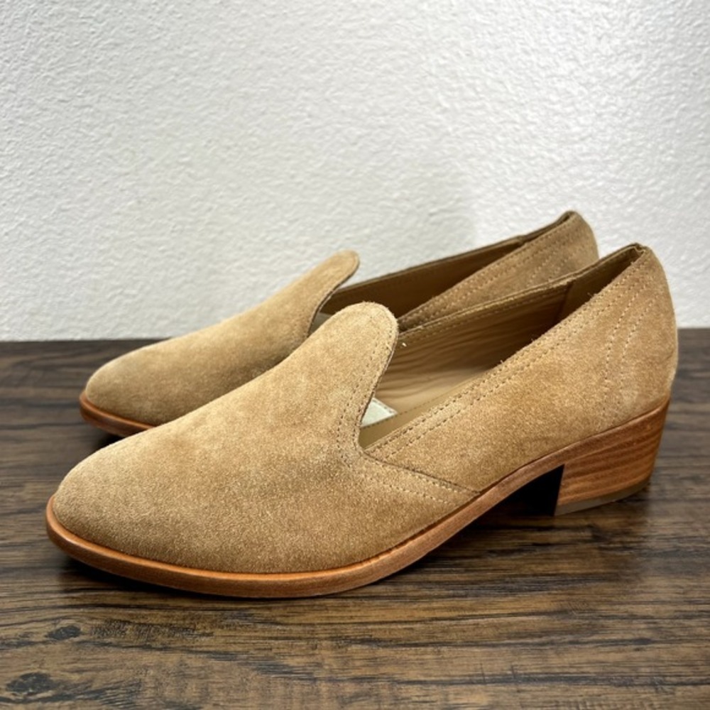 Soludos‎ Womens Shoes Size 6.5 Tan Suede Slip On Loafer Block Heel